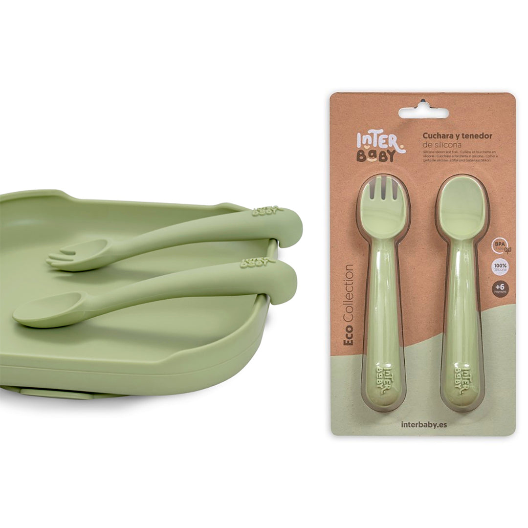 Set cuchara y tenedor de silicona – Lily Mandarina